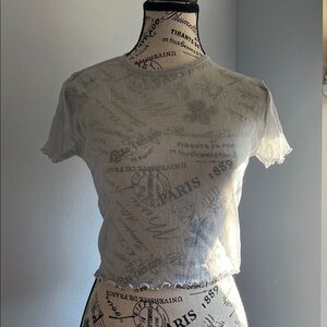 Brandy Melville Sheer Silver Shimmer Tee